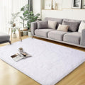 qulint White Rugs for Bedroom 3x5, Soft Shag Fluffy Rug for Living Room Small by QULINT