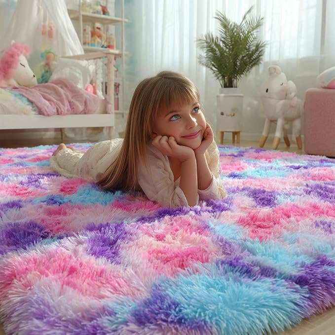 PAGISOFE Ultra Soft Rainbow Purple Area Rugs - Image 4