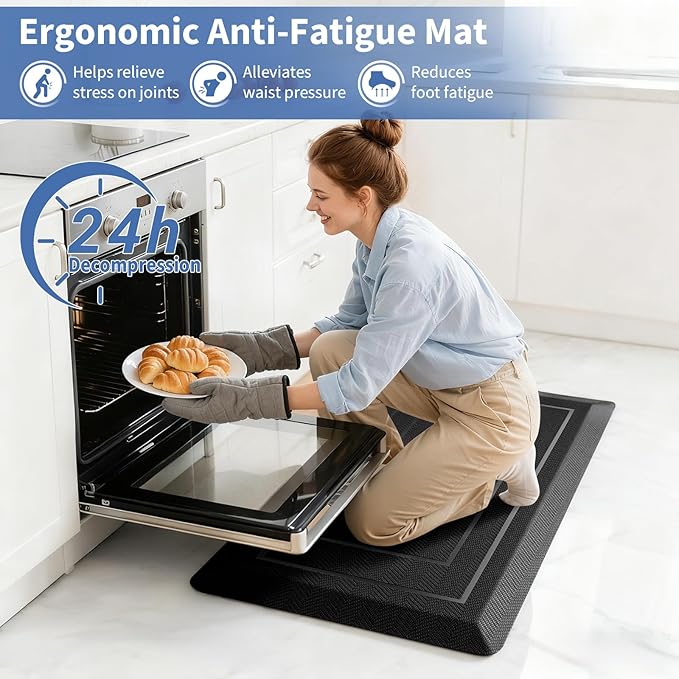 UKISS 9/10"" Extra Thick Cushioned Anti Fatigue Kitchen Mat, Waterproof High - Image 4