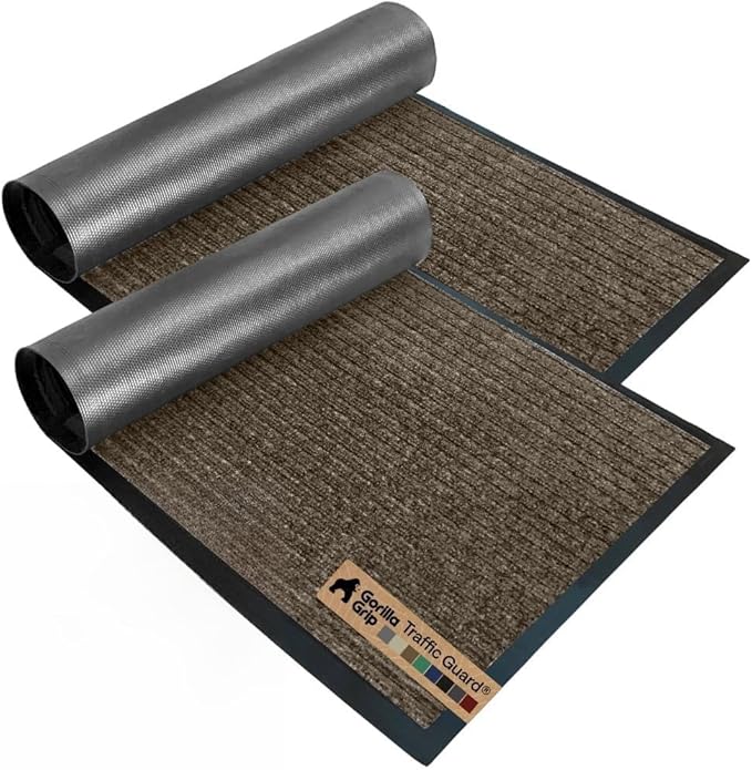 GORILLA GRIP Waterproof Traffic Guard Door Mat, 2 Pack Heavy Duty Entryway Mats by Unknown