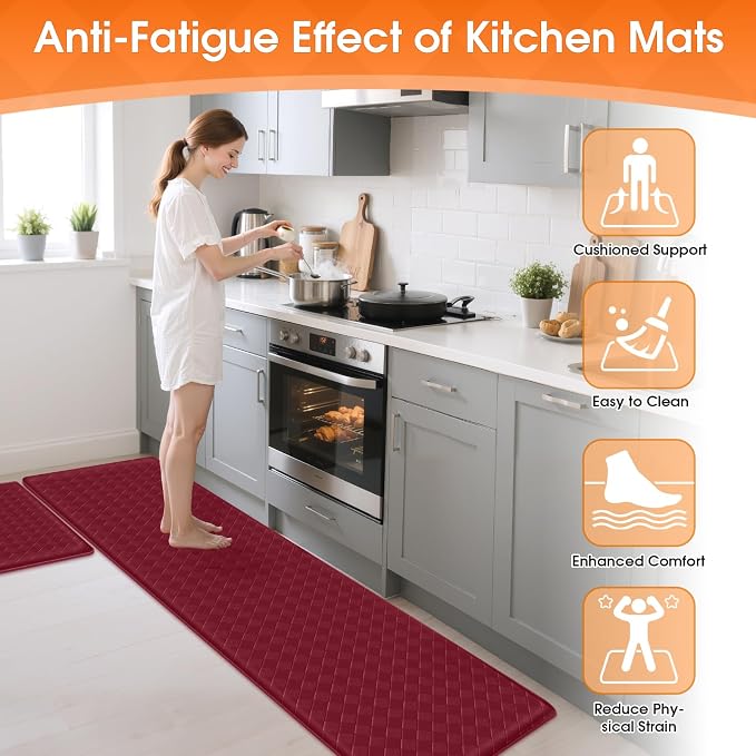TranquilRelax 2-Piece Anti-Fatigue Kitchen Mats, Cushioned Non-Slip Waterproof - Image 5