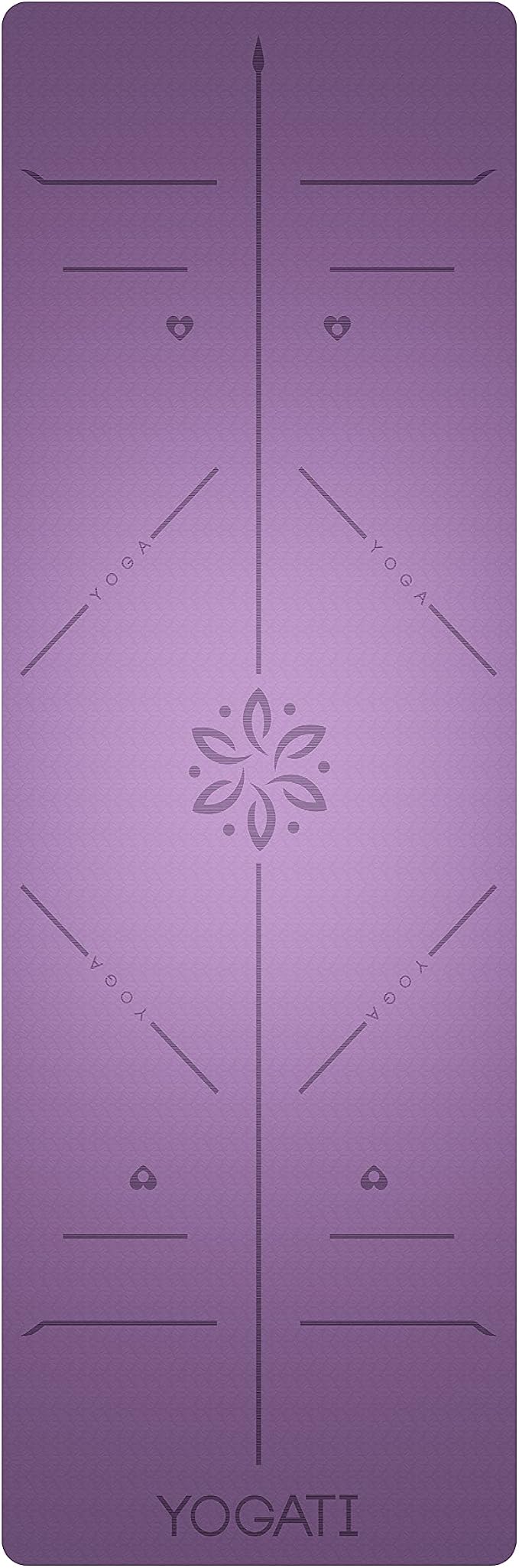 YOGATI® Yoga Mat with Strap with Alignment Lines. Home Workout Mat - Image 2