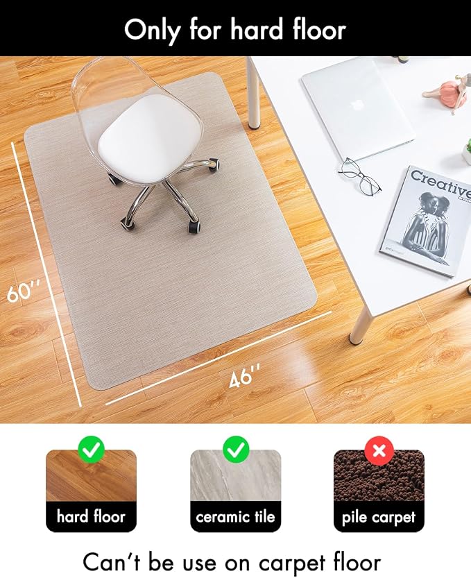 BARoyal Office Chair Mat for Hardwood Floor Under Desk Computer Rolling Chair - Image 3