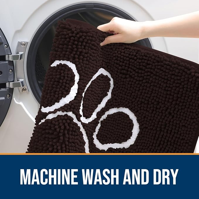 OLANLY Dog Door Mat for Muddy Paws 59x32, Paw Print Design, Absorbs Moisture - Image 5