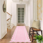 GarveeHome Scalloped Bow Rug for Living Room, Solid Pink Rug for Dorm, Washable - Image 3