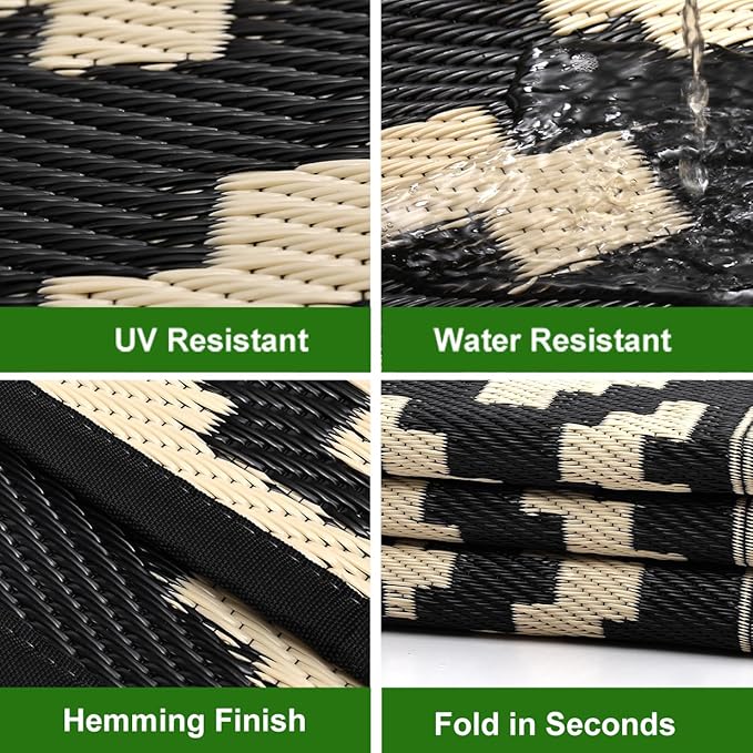 RURALITY Outdoor Rugs 6x9 Feet for Patios Clearance, Plastic Straw Waterproof - Image 4