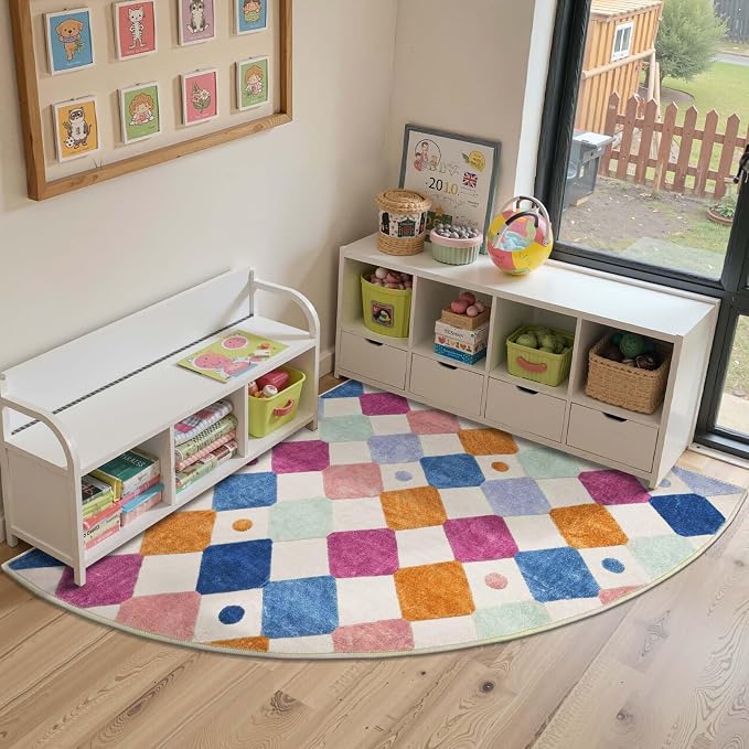 jinchan Macy Kids Rug for Nursery 5ft Radius Corner Washable Area Rug Modern - Image 4