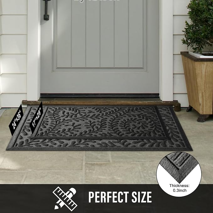 HIYARD Front Door Mat, Absorbent Dirt Trapping Welcome Door Mat Indoor Outdoor - Image 6