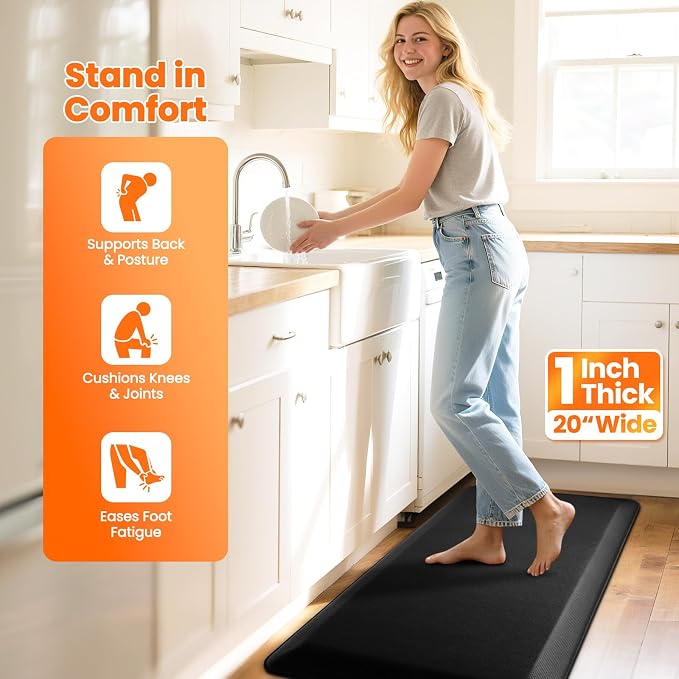 Kitchen Mats for Floor, 1 Inch Extra-Thick Kitchen Rugs, Non-Slip & Waterproof - Image 5