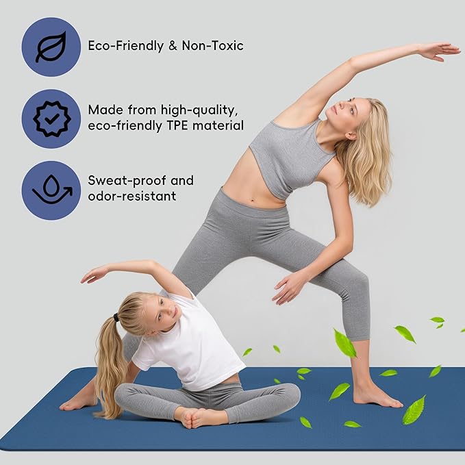 Extra Wide Yoga Mat 72" x 32", 6mm Non Slip TPE Exercise Mat - Image 6