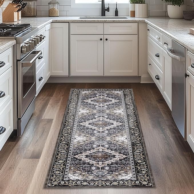 Lessymo 2 x 6 Runner Rug, Machine Washable Area Rugs Boho Faux Wool Low Pile - Image 4