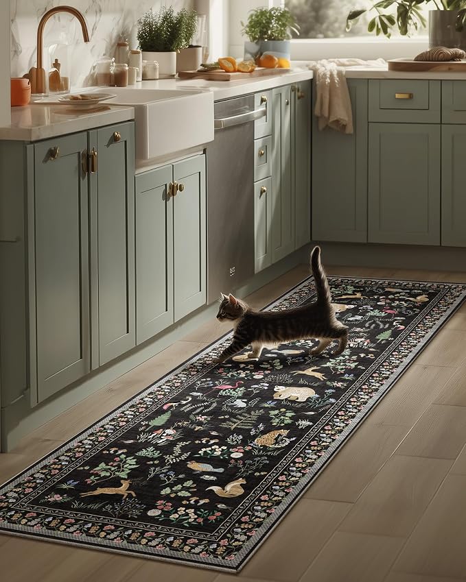 Machine Washable Kitchen Runner Rugs: 2'x6' Entryway Rug Non Slip Low Pile by palohom