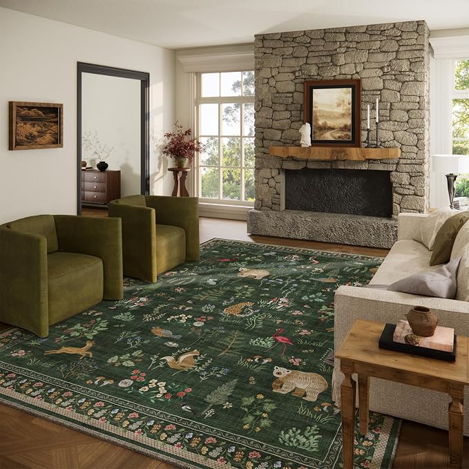 Machine Washable Rugs for Living Room: 8x10 Area Rugs for Bedroom Stain by palohom