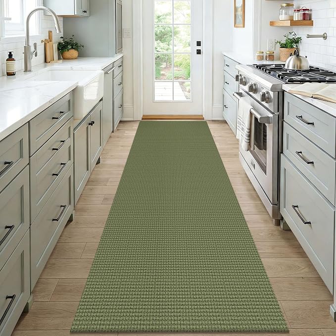 KOZYFLY Woven 3x7 Washable Kitchen Runner Rug, Non Slip Wide Runners - Image 2