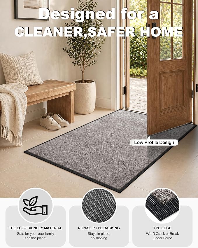 Mibao Front Door Mat Indoor Entrance, Dirt Trapper Welcome Mat - Image 2