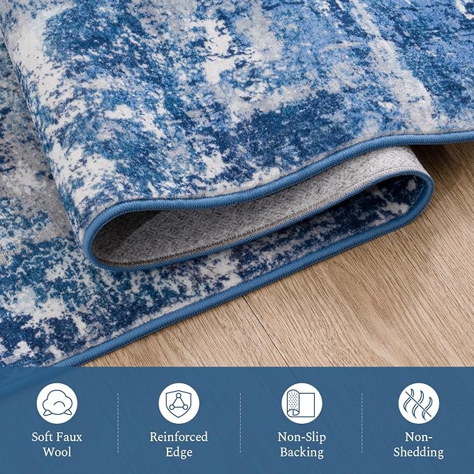 Rugflix 8x10 Area Rugs for Living Room, Washable Large Rug Stain-Resistant Low - Image 7