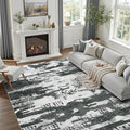 DCX Abstract Area Rug 6x9, Washable Black Modern Rug by DCXWashableRug