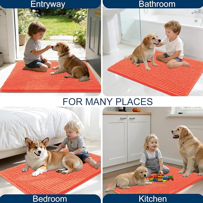 OLANLY Dog Door Mat for Muddy Paws 24x16, Ultra Absorbent Chenille Mud Doormat - Image 8