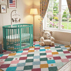 jinchan Macy Kids Area Rug for Classroom 8'x8' Square Rug Modern Colorful - Image 3