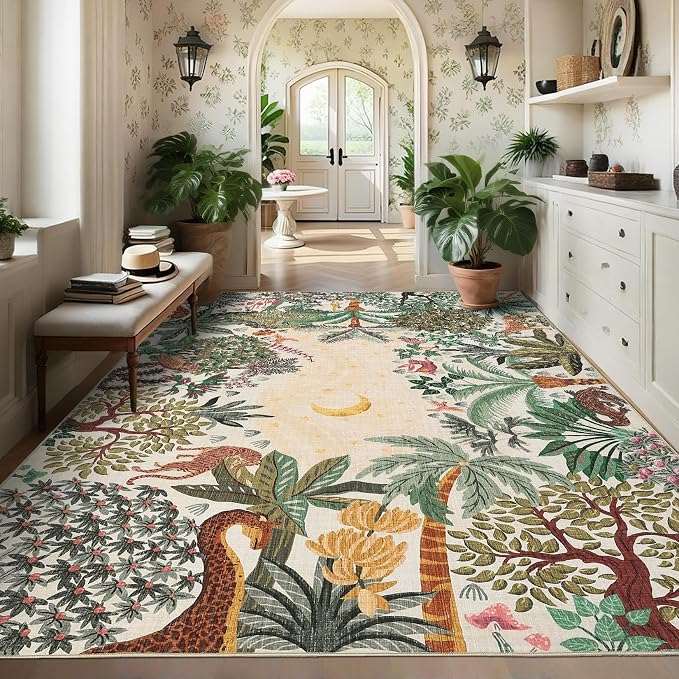 GarveeHome 6x9 Area Rug Jungle Beige Washable Rugs - Image 3