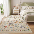 Unirea 4x6 Beige Cat Area Rug for Bedroom, Living Room, Medium Washable Kids Rug - Image 6
