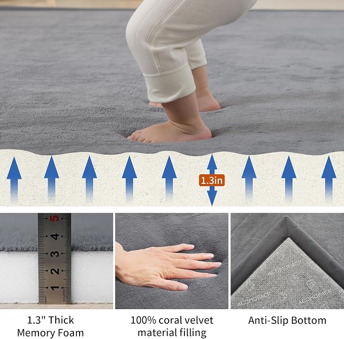 ACOMOPACK Baby Play Mat for Floor, 1.3" Thick Memory Foam Area Rug for Living - Image 2