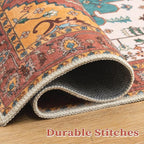 SERISSA Area Rug 4x6 Boho Rugs for Bedroom, Vintage Orange Washable Non Slip Rug - Image 8