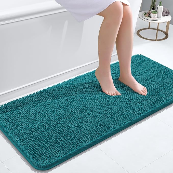 OLANLY Bathroom Runner Rugs 47x20, Soft Absorbent Chenille Bath Rugs, Rubber by OLANLY