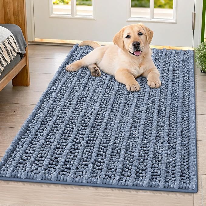 Smiry Dog Door Mat for Muddy Paws 40x32, Absorbent Dirt Trapper, Non-Slip by Smiry