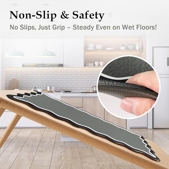 Arenarug Scalloped Black Gray Kitchen Mats Rugs Sets of 2 Cushioned Anti - Image 4