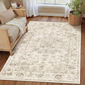 3x4 Washable Neutral Area Rug Beige Vintage Entryway Office Carpet Non-Slip by WondRg