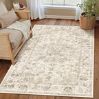 3x5 Washable Neutral Area Rug Beige Vintage Entryway Office Carpet Non-Slip - Image 3