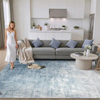DCX Abstract Area Rug 9x12, Washable Blue Modern Rug - Image 3
