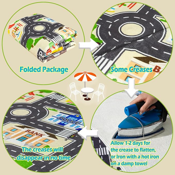 Car Rug Play Mat for Kids Toy Cars, City Road Traffic Playmat for Kid Bedroom - Image 6