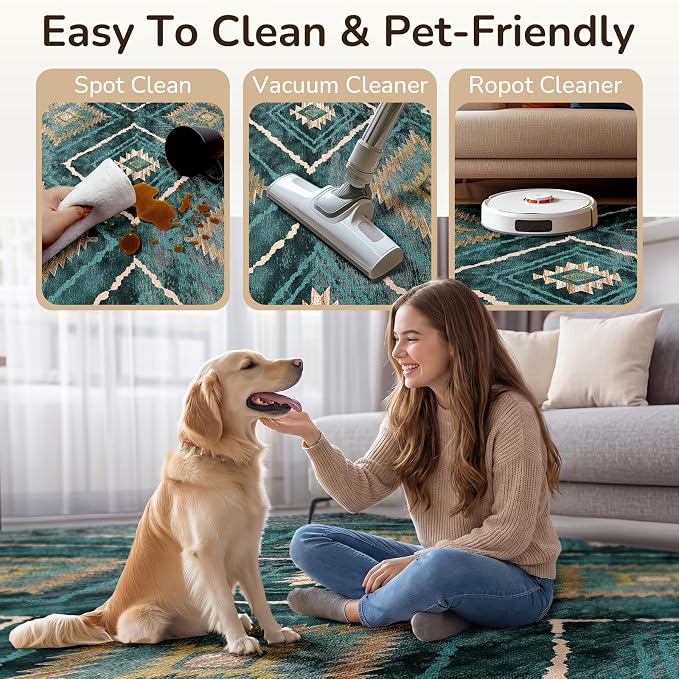 BESTSWEETIE Area Rug 6x9 Rug Machine Washable Non-Slip Low Pile Print Pattern - Image 4