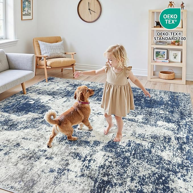 Area Rugs 6x9 Living Room: Large Soft Washable Rug Modern Abstract Anti-Skid - Image 5