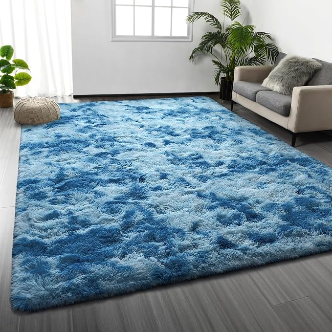 Deerhoo Large Shag Area Rugs 5 x 8, Tie-Dyed Plush Fuzzy Rugs by Deerhoo