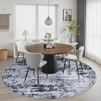 Round Area Rug for Living Room: 6 ft Washable Modern Abstract Soft Thin Rug - Image 3