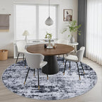 Round Area Rug for Living Room: 5 ft Washable Modern Abstract Soft Thin Rug - Image 4