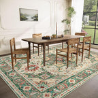 Area Rug 8x10 Washable Rug, Vintage Boho Medallion Rugs Non-Slip Soft Low Pile - Image 3