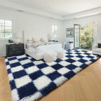 KICMOR 8x10 Area Rugs for Living Room, Large Fluffy Soft Checkered Shag Shaggy - Image 8