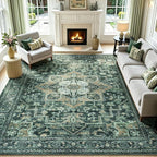 Lofus 8x10 Washable Rugs Non-Slip, Vintage Floral Area Rug by Lofus