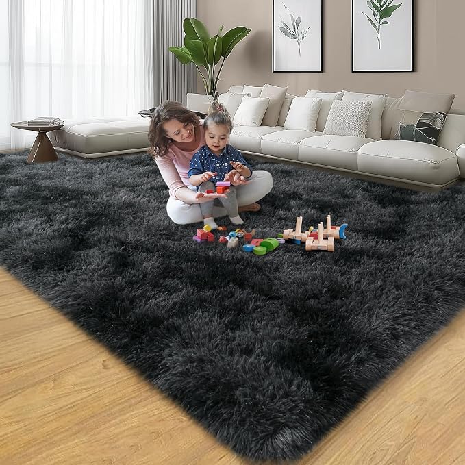 qulint Living Room Area Rug 6x9, Soft Shag Fluffy Rug - Image 7