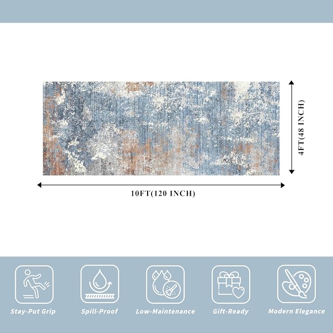 4x10 ft Extra Wide Hallway Rug – Non-Slip Washable Large Carpet Runner - Image 2