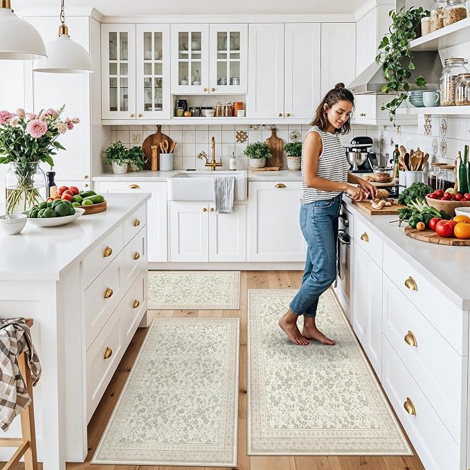 Kitchen Rug Sets 3 Piece, Washable Non-Slip Farmhouse Kitchen Mats - Image 3
