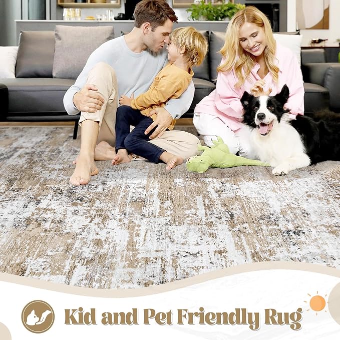 XLUEZ 2x8 Runner Rug for Hallway, Washable Modern Abstract Runner Rugs Neutral - Image 6