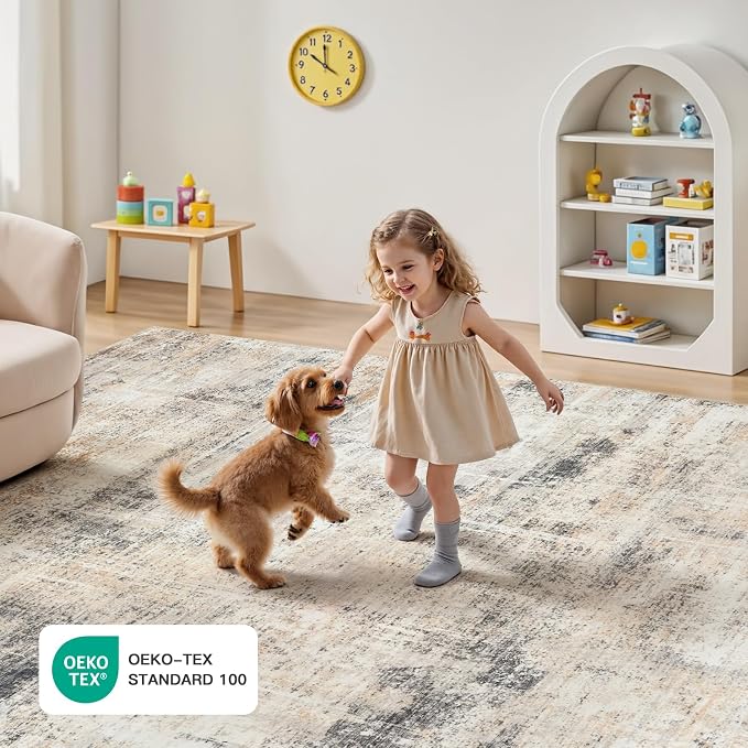 Lofus 9x12 Area Rug for Living Room, Neutral Modern Washable Carpet for Bedroom - Image 6