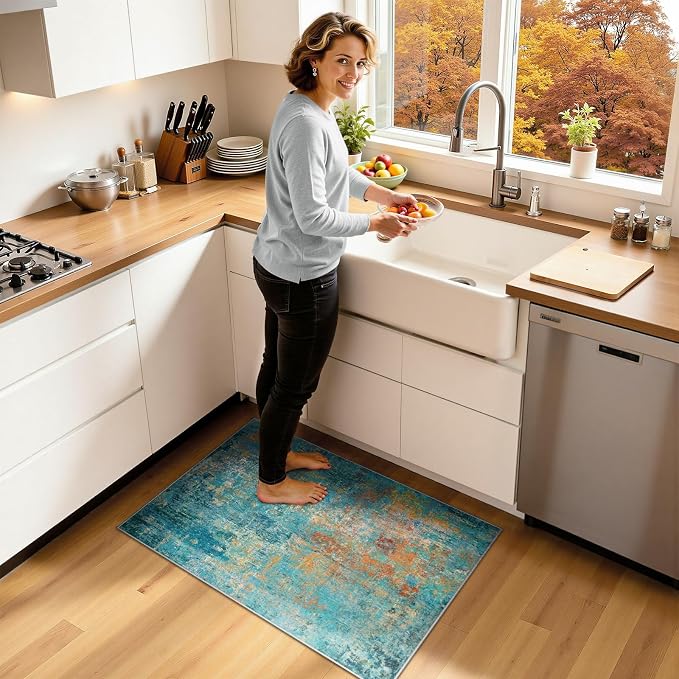RELEANY Washable Area Rugs 2'x3' Non-Slip Modern Abstract Soft - Image 2