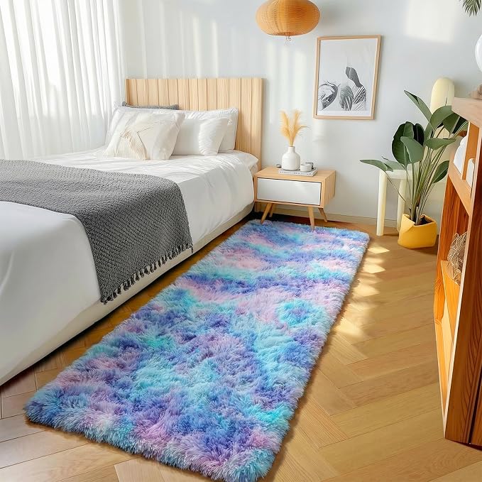 ONASAR Rainbow Runner Rugs for Bedroom Living Room, Fluffy 2x6 Bedside Hallway - Image 4