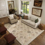 Machine Washable Rug for Living Room: 5x7 Area Rugs Boho Vintage Rug Stain - Image 2